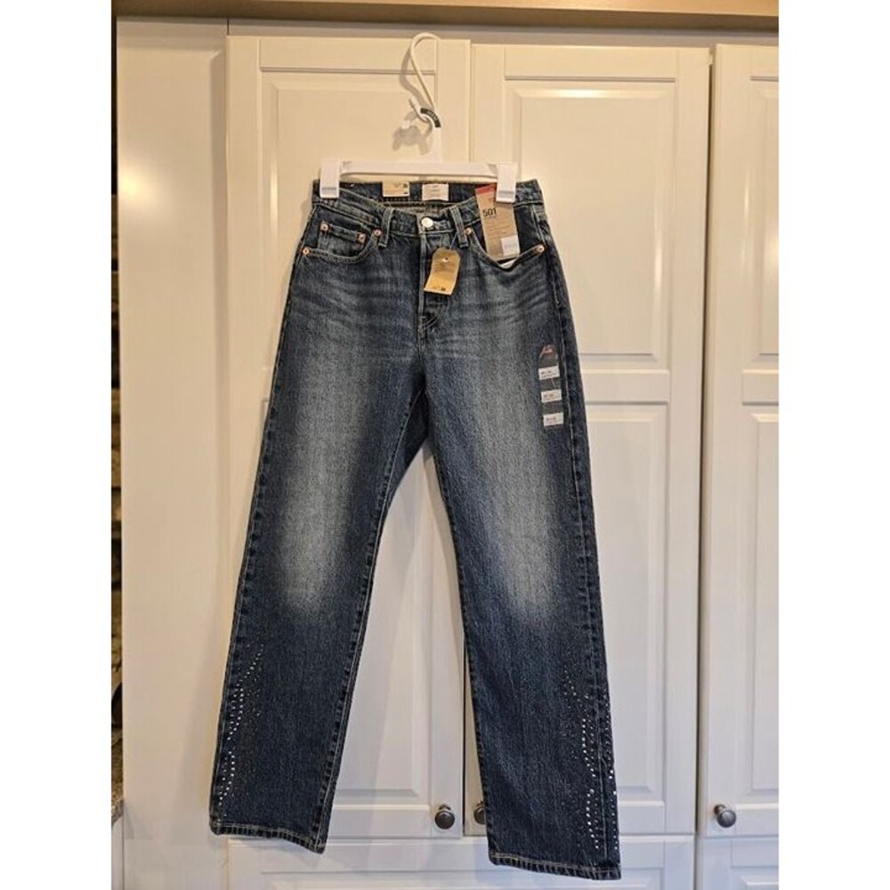 Levi's Women's 501 Curve Jeans - Solargenic Rhinestones Womens 28 x 30 New - Picture 4 of 7